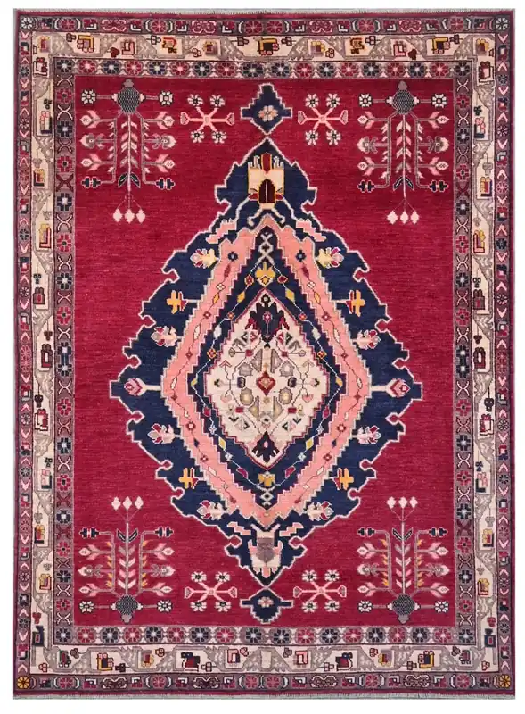 Tappeto Kazak Classico, Rosso bordeaux, fatto a mano, 242x170cm