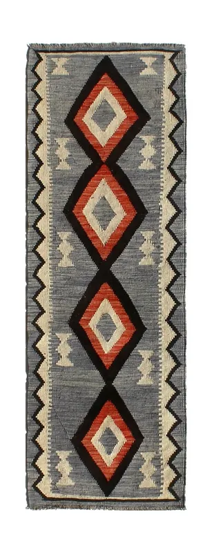 Tappeto passatoia Kilim moderno in lana multicolore 229x77cm