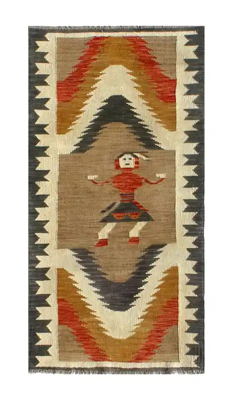 Tappeto passatoia Kilim moderno in lana multicolore 180x80cm