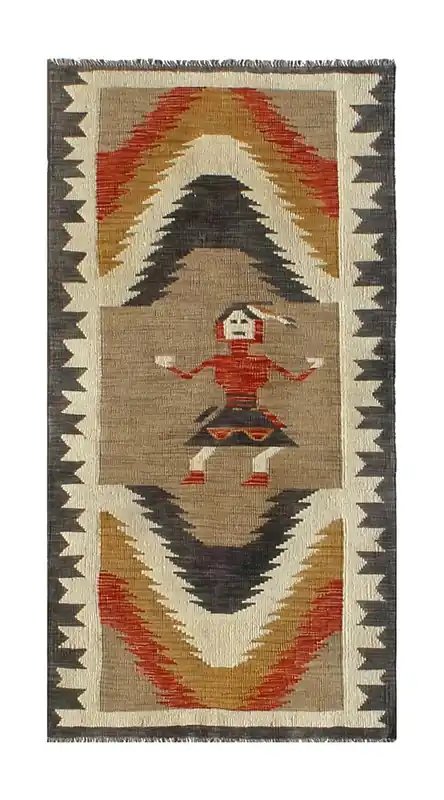 Tappeto passatoia Kilim moderno in lana multicolore 156x83cm