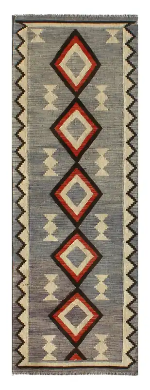 Tappeto passatoia Kilim moderno in lana multicolore 243x85cm