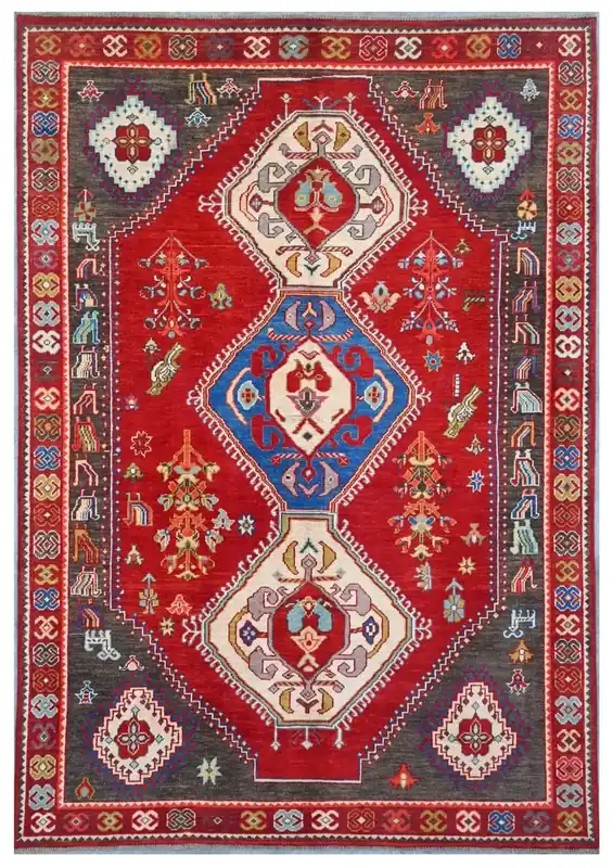 Tappeto Kazak Classico, Rosso, fatto a mano, 243x170cm