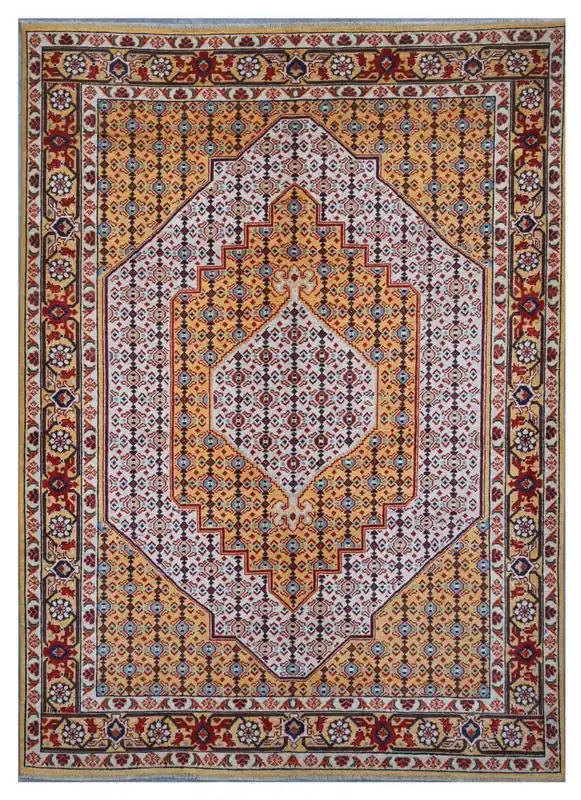 Tappeto Kazak Classico, Giallo, fatto a mano, 241x172cm