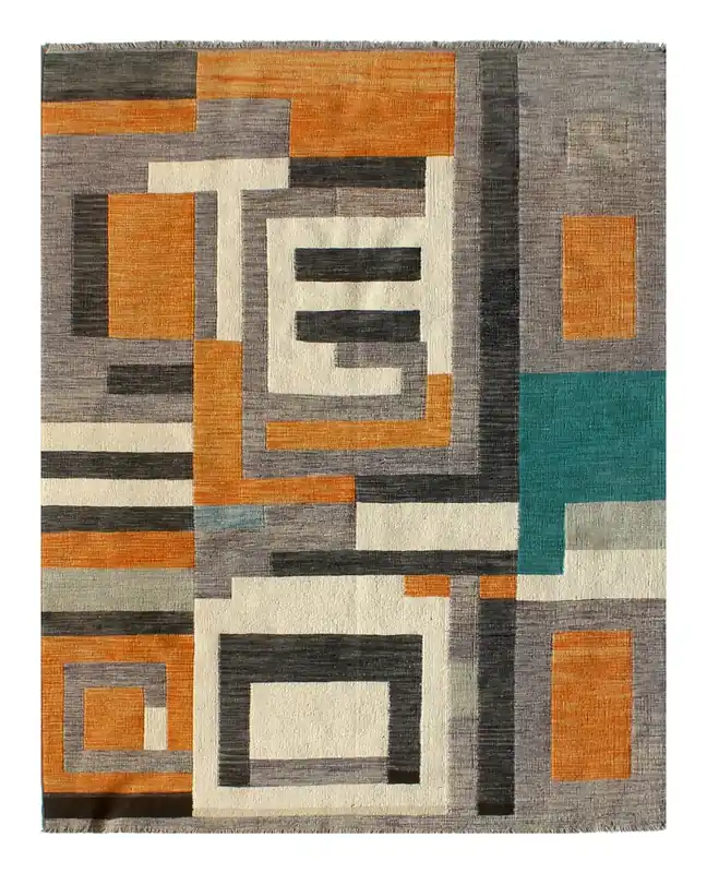 Tappeto Kilim moderno in lana multicolore 247x187cm