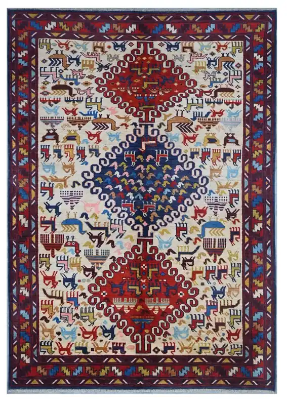 Tappeto Kazak Classico, Multicolore, fatto a mano, 246x171cm