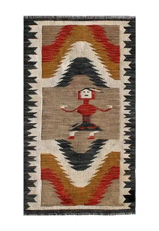 Tappeto passatoia Kilim moderno in lana multicolore 155x81cm
