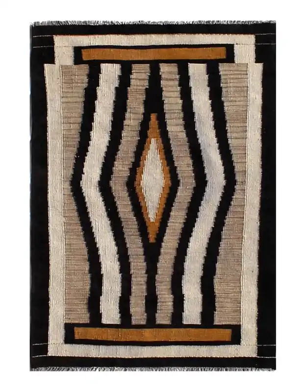 Tappeto Kilim moderno in lana multicolore 148x96cm