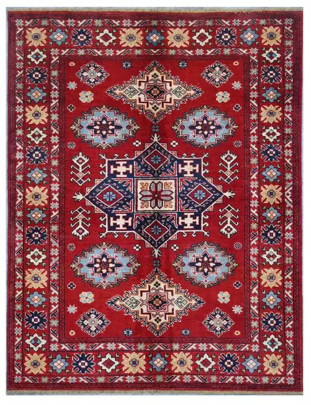 Tappeto Kazak Classico, Multicolore, fatto a mano, 202x152cm