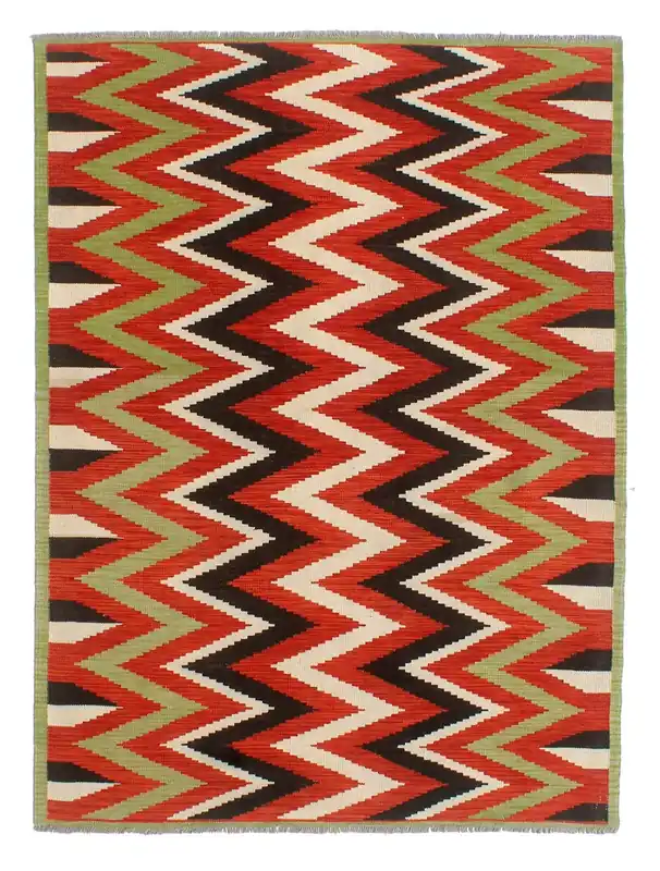 Tappeto Kilim moderno in lana multicolore 201x151cm