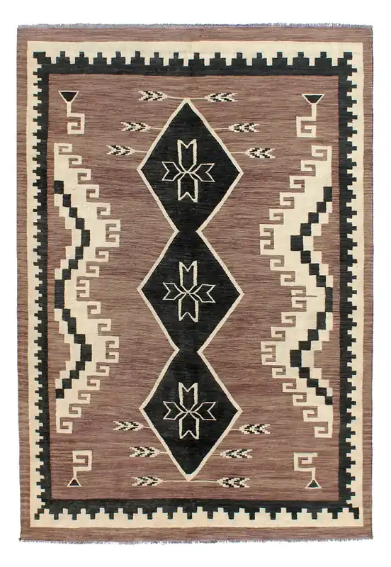 Tappeto Kilim moderno in lana multicolore 293x203cm