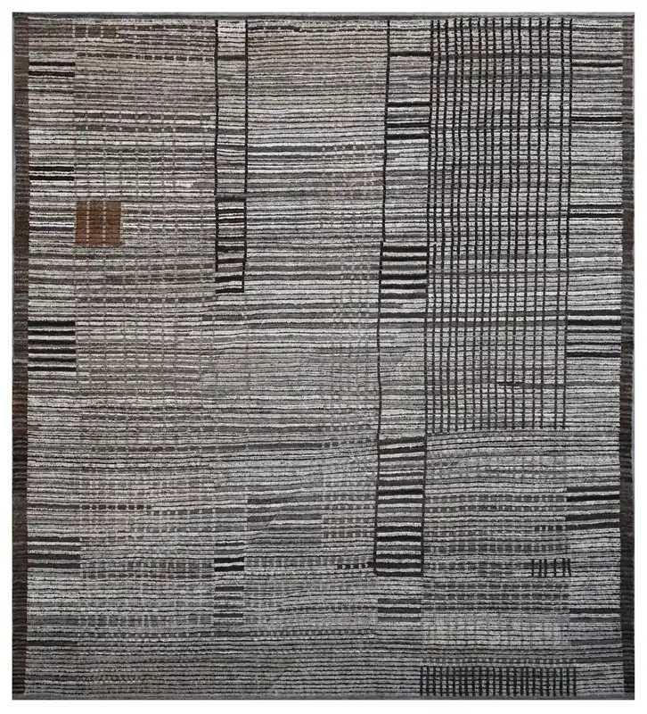 Modern design grey Berber style carpet, handmade 288x256cm