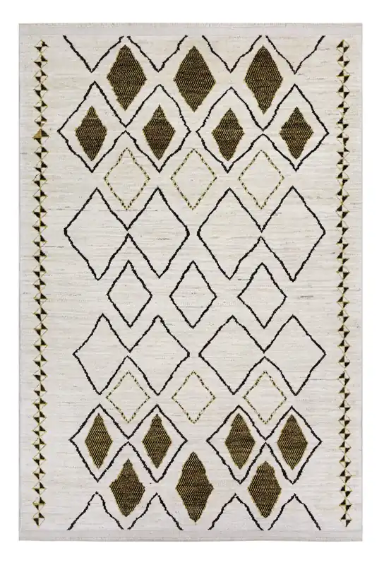 Modern design white Berber style carpet, handmade 243x171cm