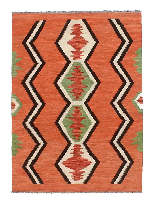 Tappeto Kilim moderno in lana multicolore 195x150cm