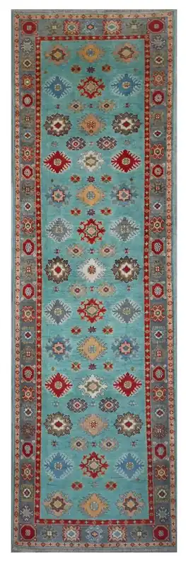 Tappeto Passatoia Kazak Classico, Multicolore, fatto a mano, 286x77cm