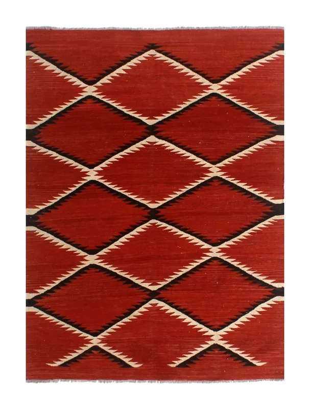 Tappeto Kilim moderno in lana multicolore 186x131cm