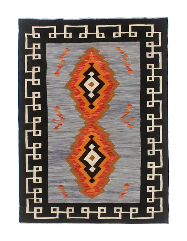 Tappeto Kilim moderno in lana multicolore 251x182cm