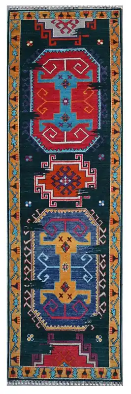 Classic Kazak runner rug, Multi, handmade, 295x80cm