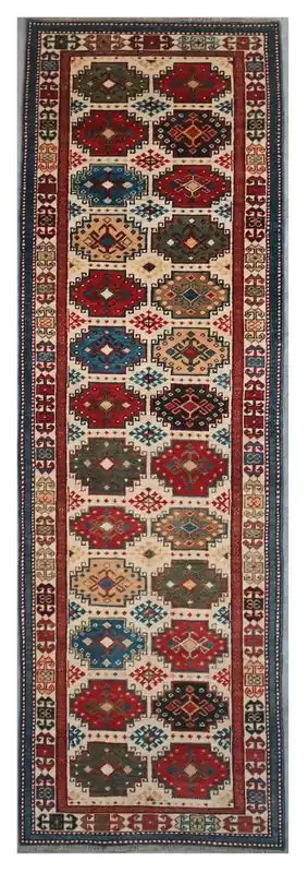 Classic Kazak runner rug, Multi, handmade, 296x79cm