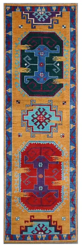 Classic Kazak runner rug, Multi, handmade, 298x80cm