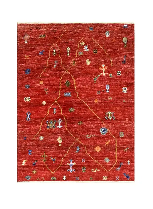Tappeto tribale Rosso, fatto a mano 195x146cm