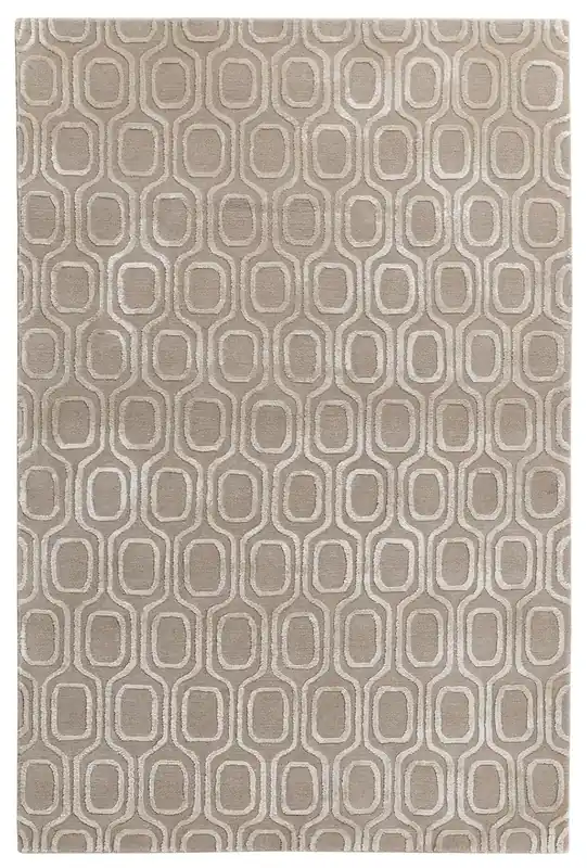 Tappeto design moderno beige in seta/lana, fatto a mano