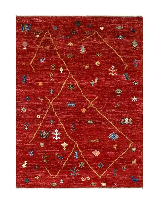 Tappeto stile berbero tribale, fatto a mano 202x153cm