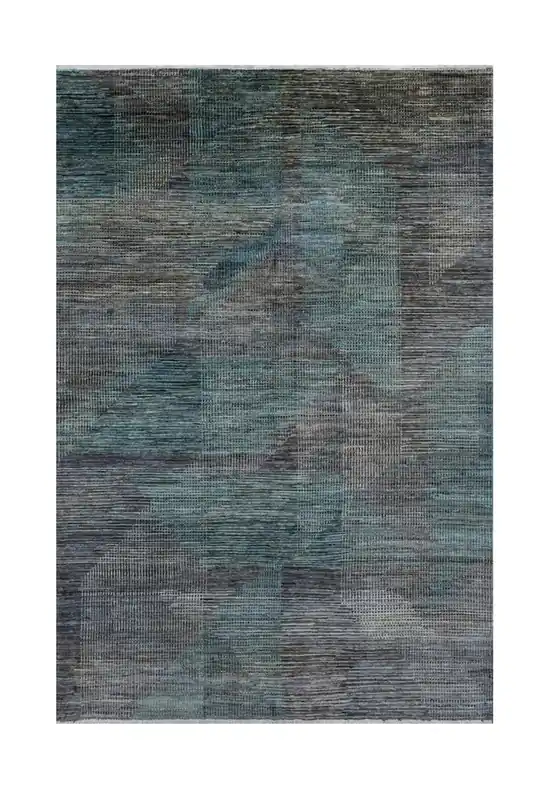 Handmade Modern Wool Rug, Geometric Design, 296x198cm