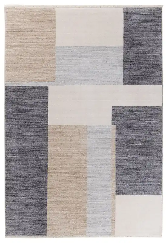Tappeto Moderno TAORMINA B Beige e Grigio | Stile Geometrico Contemporaneo, Ideale per Soggiorno e Sala da Pranzo
