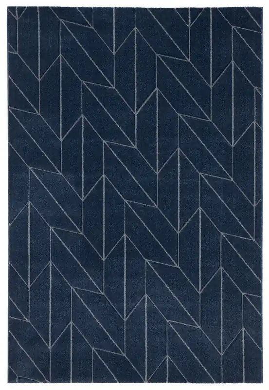 Tappeto Moderno Blu - Handcarved L Navy - Antiscivolo | Design Contemporaneo - Ideale per ogni ambiente