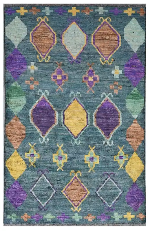 Taimany - Tappeto Tribale in Lana Multicolore - Fatto a Mano 140x85cm