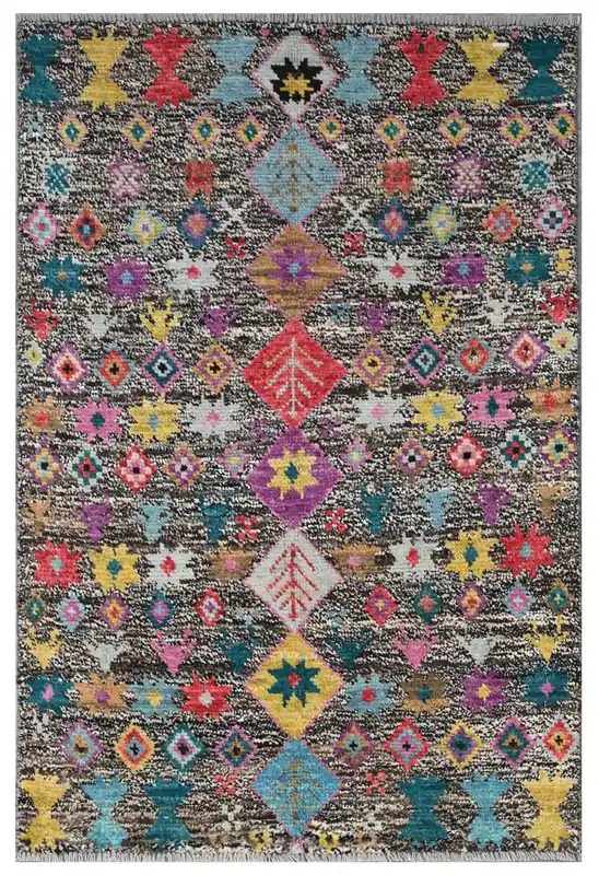 Taimany - Tappeto Tribale in Lana Multicolore - Fatto a Mano 142x95cm