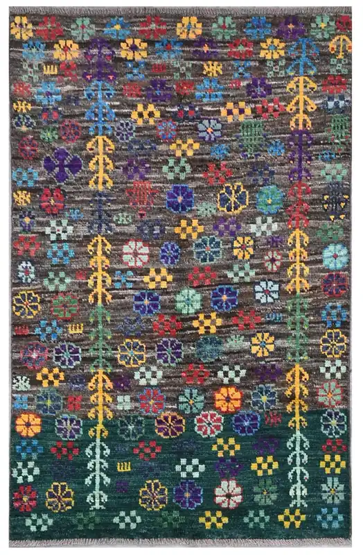 Taimany - Tappeto Tribale in Lana Multicolore - Fatto a Mano 140x96cm