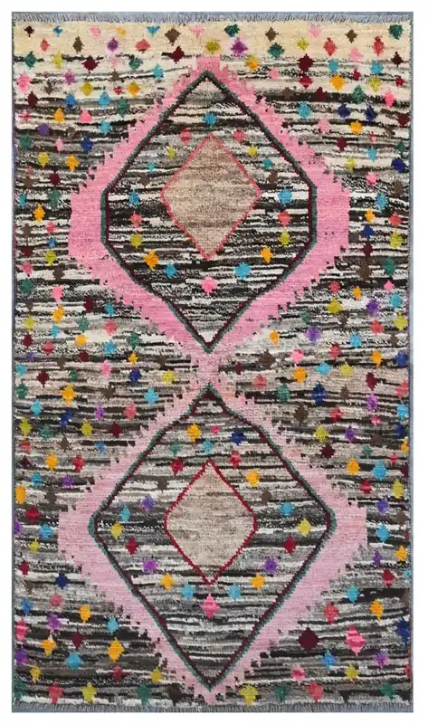 Taimany - Tappeto Tribale in Lana Multicolore - Fatto a Mano 142x80cm