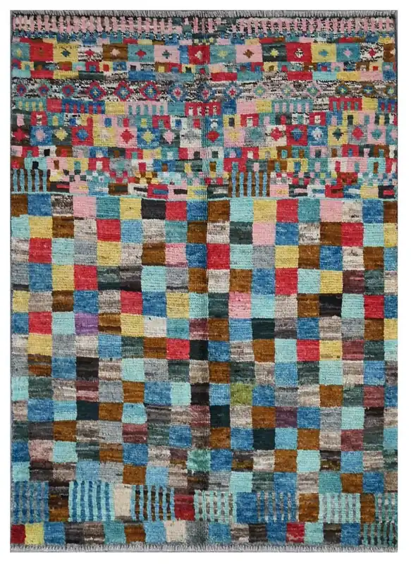 Taimany - Tappeto Tribale in Lana Multicolore - Fatto a Mano 140x98cm