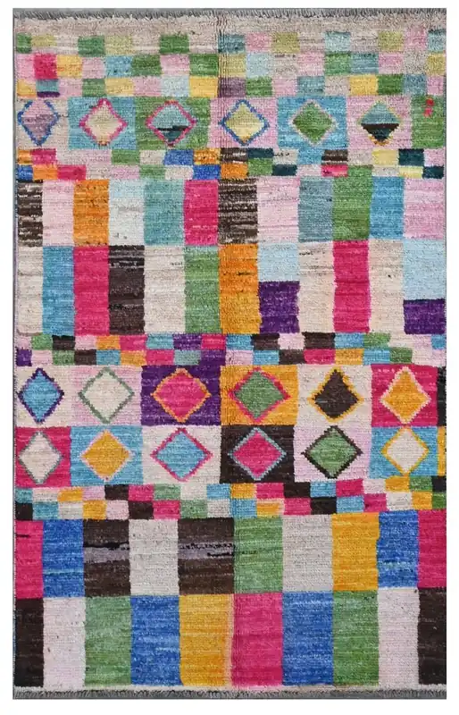 Taimany - Tappeto Tribale in Lana Multicolore - Fatto a Mano 140x88cm