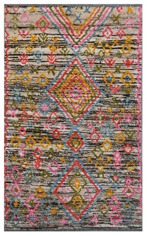 Taimany - Tappeto Tribale in Lana Multicolore - Fatto a Mano 142x84cm