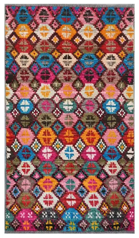Taimany - Tappeto Tribale in Lana Multicolore - Fatto a Mano 145x79cm
