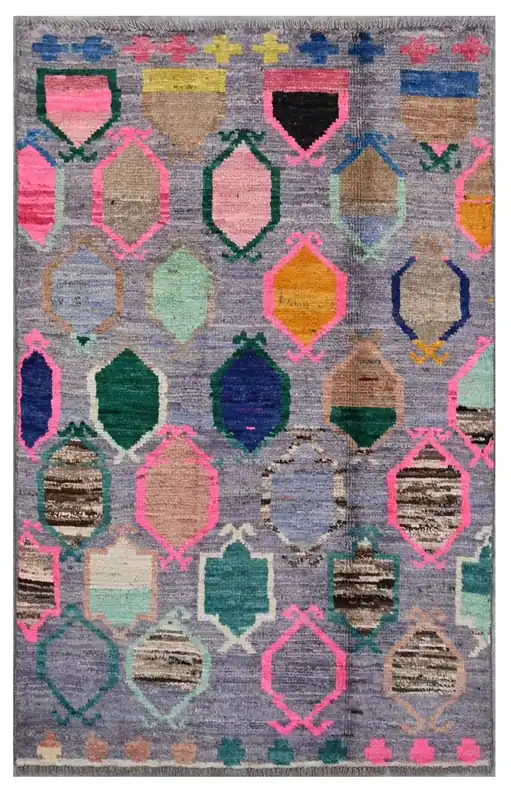Taimany - Tappeto Tribale in Lana Multicolore - Fatto a Mano 145x89cm
