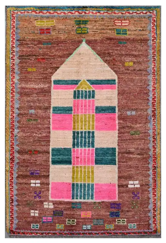 Taimany - Tappeto Tribale in Lana Multicolore - Fatto a Mano 145x90cm