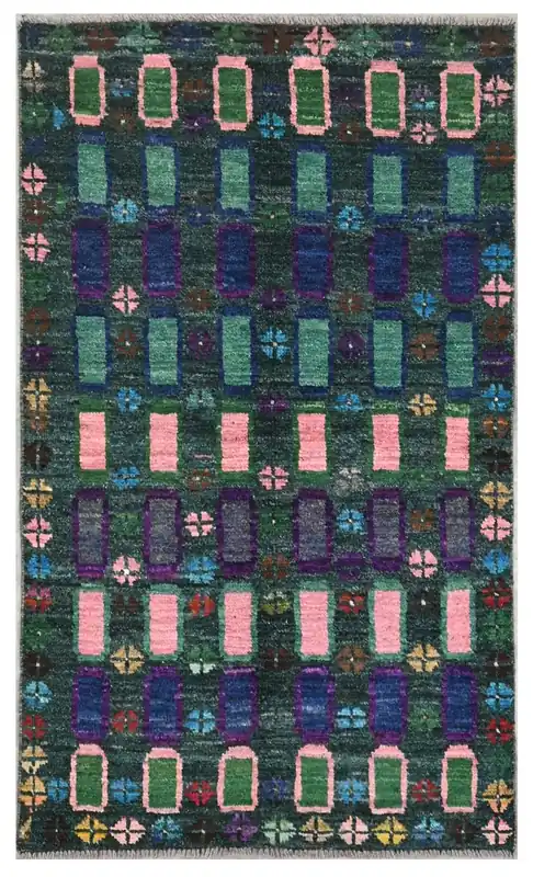 Taimany - Tappeto Tribale in Lana Multicolore - Fatto a Mano 143x82cm