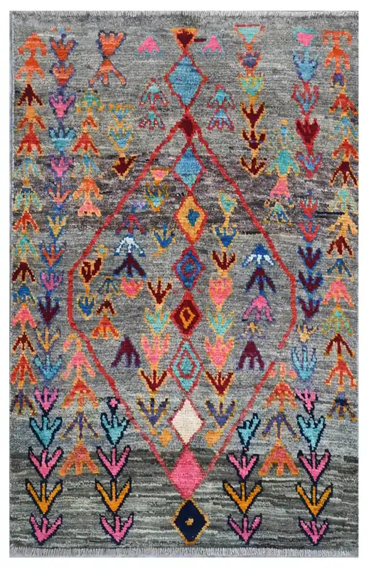 Taimany - Tappeto Tribale in Lana Multicolore - Fatto a Mano 143x92cm
