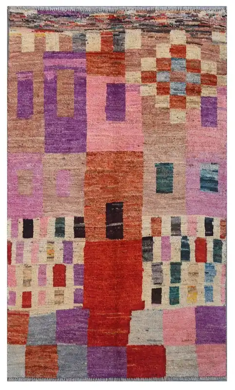 Taimany - Tappeto Tribale in Lana Multicolore - Fatto a Mano 144x84cm