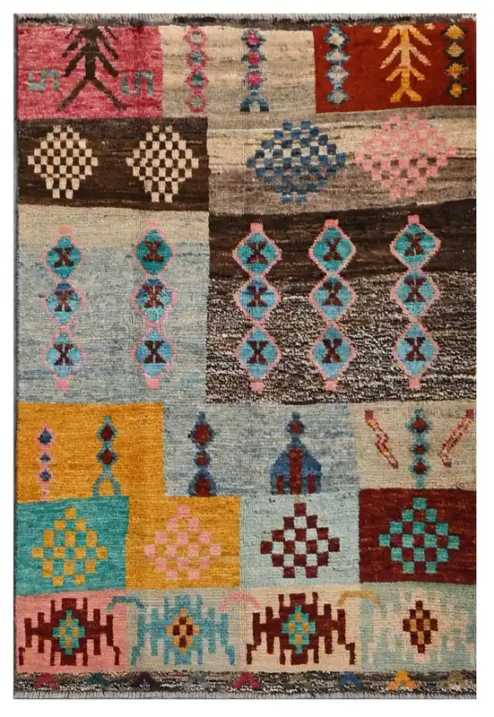 Taimany - Tappeto Tribale in Lana Multicolore - Fatto a Mano 147x97cm