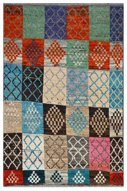 Taimany - Tappeto Tribale in Lana Multicolore - Fatto a Mano 146x94cm