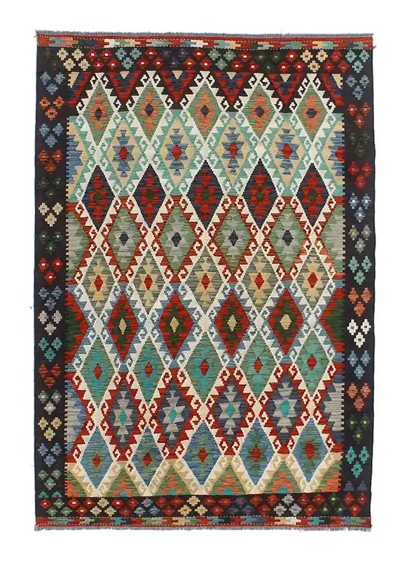 Taimany - Tappeto Tribale in Lana Multicolore - Fatto a Mano 147x90cm