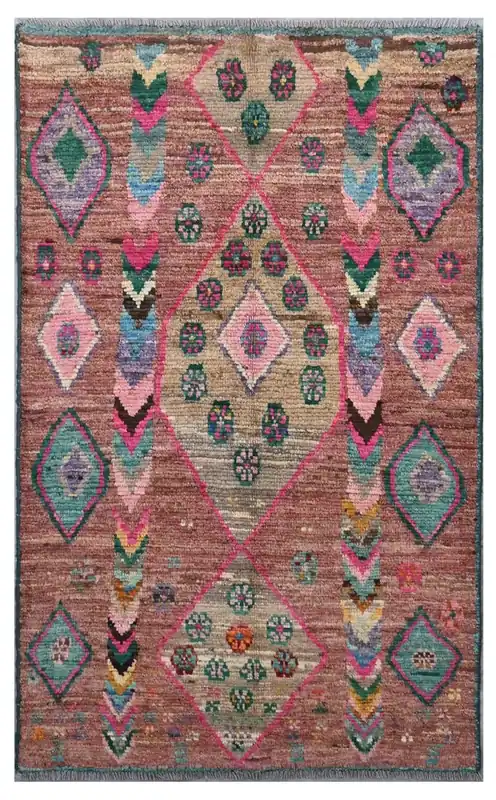 Taimany - Tappeto Tribale in Lana Multicolore - Fatto a Mano 147x85cm