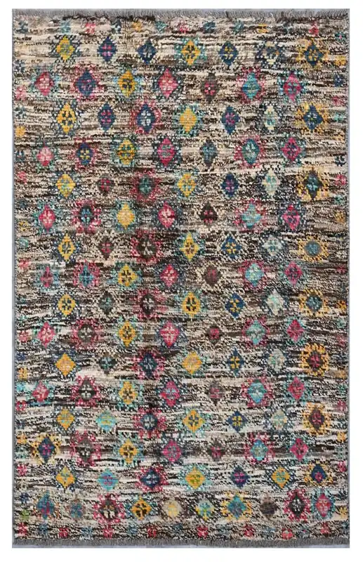 Taimany - Tappeto Tribale in Lana Multicolore - Fatto a Mano 150x87cm