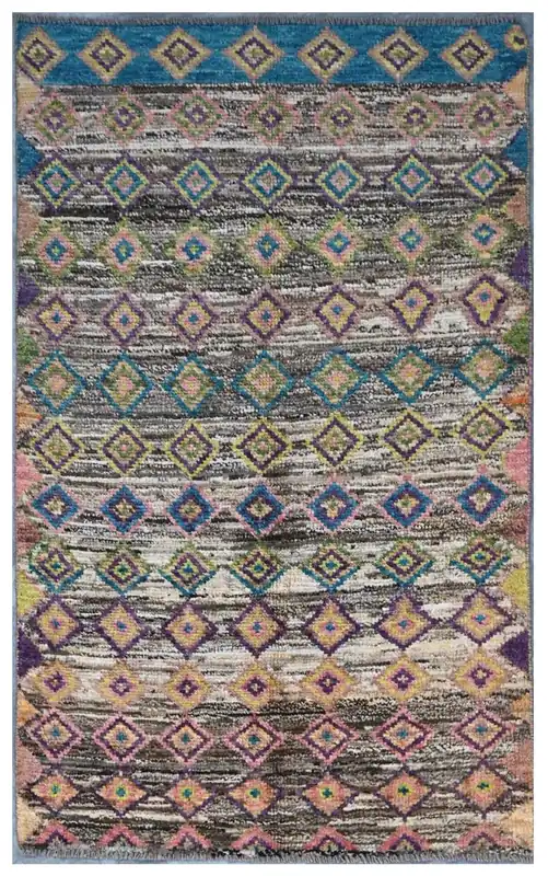 Taimany - Tappeto Tribale in Lana Multicolore - Fatto a Mano 149x86cm