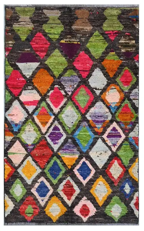 Taimany - Tappeto Tribale in Lana Multicolore - Fatto a Mano 149x87cm