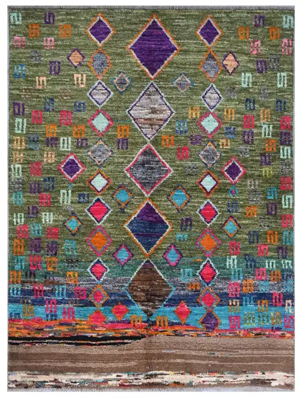 Taimany - Tappeto Tribale in Lana Multicolore - Fatto a Mano 163x119cm